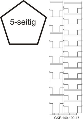 Kartenbodenständer, 140/190 mm, 85 Fächer, 2-reihig, 5-seitig, silber